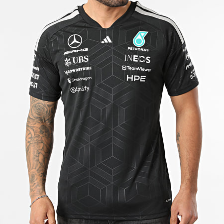 Adidas Sportswear - Maillot Col V A Bandes AMG Mercedes Jersey KF0161 Noir