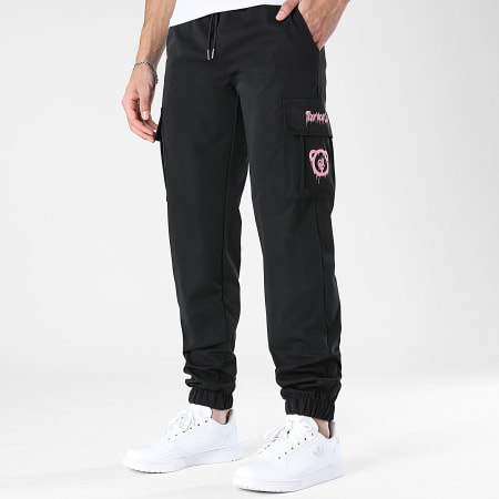 Teddy Yacht Club - Pantalon Cargo Simple Andrew Noir Rose
