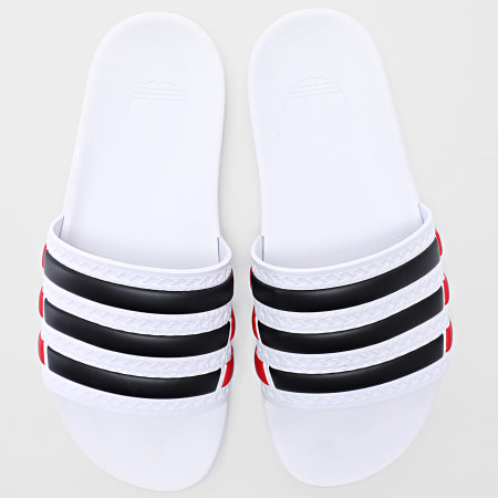 Adidas Originals - Claquettes Adilette IH6877 Blanc Noir Rouge