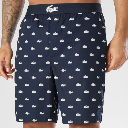 Lacoste - Short Jogging Logo Crocodile Imprimé Bleu Marine