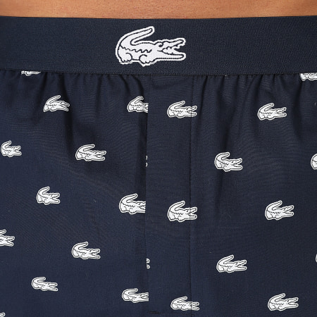Lacoste - Short Jogging Logo Crocodile Imprimé Bleu Marine