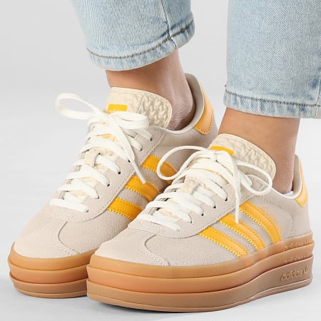 Adidas Originals - Baskets Femme Gazelle Bold J IH6458 Wonder White Crew Yellow Gum 1