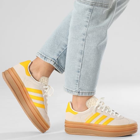 Adidas Originals - Baskets Femme Gazelle Bold J IH6458 Wonder White Crew Yellow Gum 1