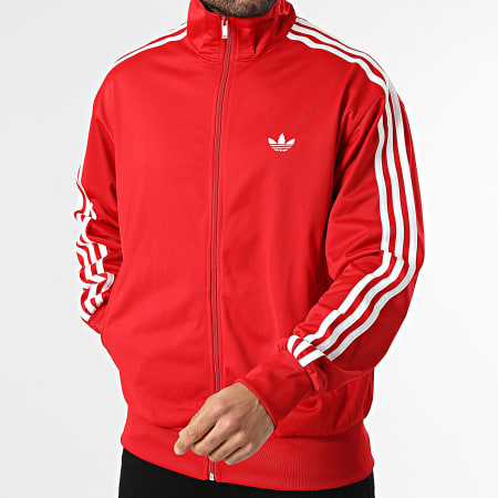 Adidas Originals - Veste Zippée A Bandes Firebird KD8307 Rouge Blanc