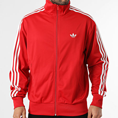 Adidas Originals - Veste Zippée A Bandes Firebird KD8307 Rouge Blanc