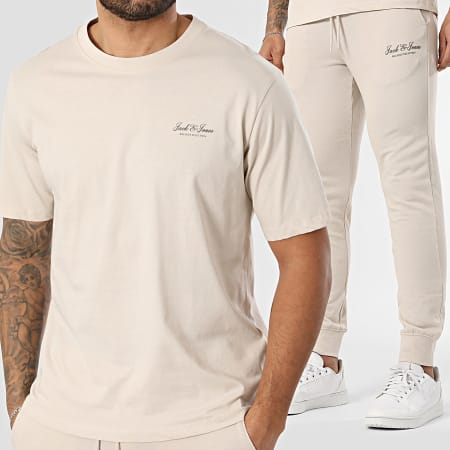 Jack And Jones - Ensemble Tee Shirt Et Pantalon Jogging Archive Graphic Beige