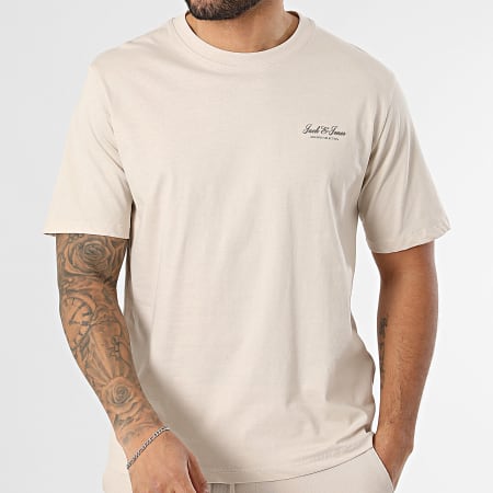 Jack And Jones - Ensemble Tee Shirt Et Pantalon Jogging Archive Graphic Beige
