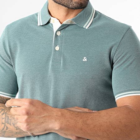 Jack And Jones - Polo Manches Courtes Paulos Turquoise Chiné