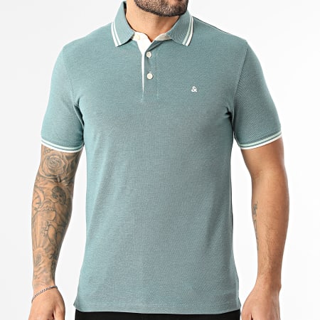 Jack And Jones - Polo Manches Courtes Paulos Turquoise Chiné
