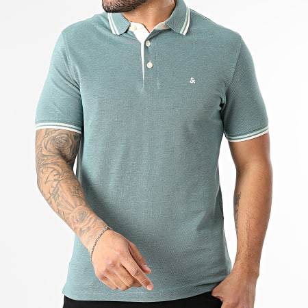 Jack And Jones - Polo Manches Courtes Paulos Turquoise Chiné