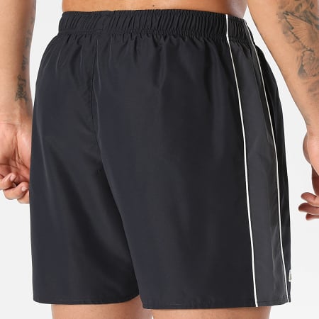 Lacoste - Short De Bain A Bandes Logo Brodé Crocodile Noir Gris