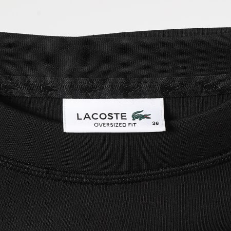 Lacoste - Sweat Crewneck Femme Logo Brodé Crocodile Ton Sur Ton Noir