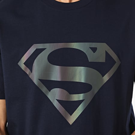 Superman - Tee Shirt Oversize Logo Rainbow Bleu Marine