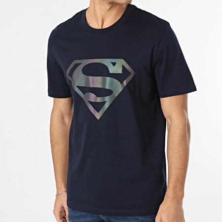 Superman - Tee Shirt Oversize Logo Rainbow Bleu Marine