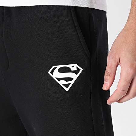 Superman - Pantalon Jogging Large Logo Blanc Noir