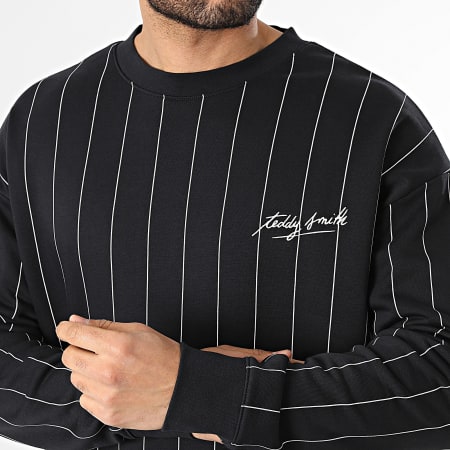 Teddy Smith - Hoodie Crewneck Gestreept April 10818120D Donker Marine Blauw