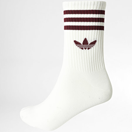 Adidas Originals - Lot De 3 Paires De Chaussettes 3 Stripes Crew KD8253 Blanc Marron Bordeaux