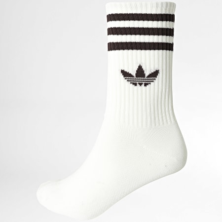 Adidas Originals - Lot De 3 Paires De Chaussettes 3 Stripes Crew KD8253 Blanc Marron Bordeaux
