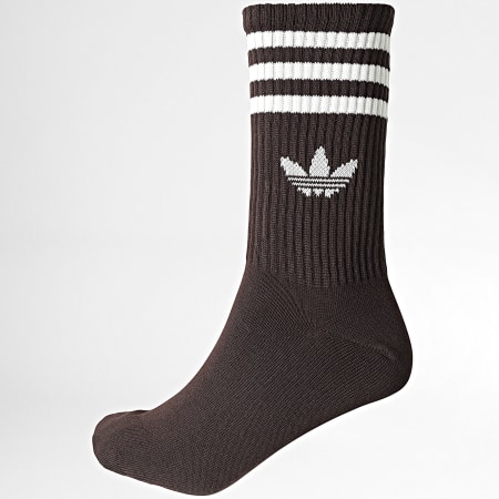 Adidas Originals - Lot De 3 Paires De Chaussettes 3 Stripes Crew KD8253 Blanc Marron Bordeaux