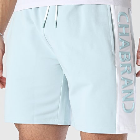 Chabrand - Short Jogging A Bandes 63204 Bleu Clair Blanc