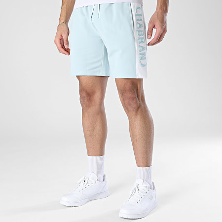 Chabrand - Short Jogging A Bandes 63204 Bleu Clair Blanc