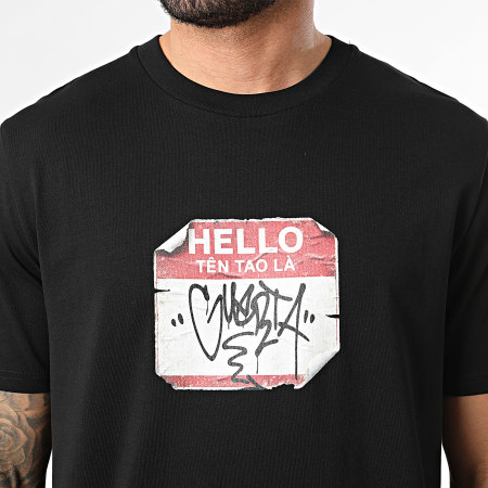 Guerta - Tee Shirt Oversize Large Hello Tên Tao Là Noir