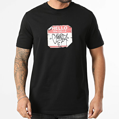 Guerta - Tee Shirt Oversize Large Hello Tên Tao Là Noir