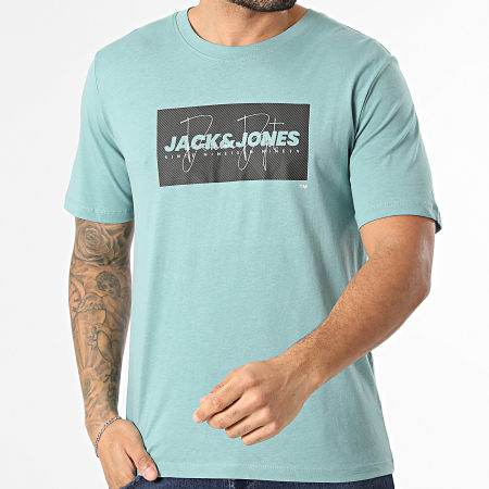 Jack And Jones - Lot De 4 Tee Shirts Cole Print Blanc Bleu Clair Bleu Marine Turquoise