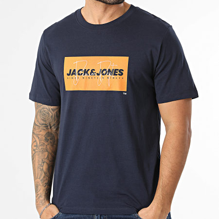 Jack And Jones - Lot De 4 Tee Shirts Cole Print Blanc Bleu Clair Bleu Marine Turquoise