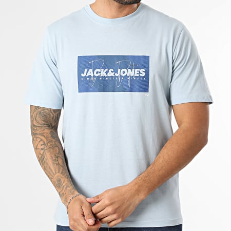 Jack And Jones - Lot De 4 Tee Shirts Cole Print Blanc Bleu Clair Bleu Marine Turquoise