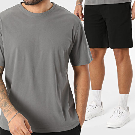 Jack And Jones - Ensemble Tee Shirt Et Short Jogging Solid Gris Noir