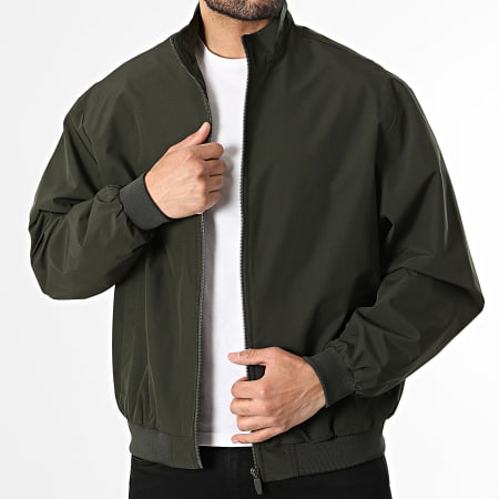 Jack And Jones - Veste Bomber Zippée Charge Stand Collar Vert Kaki