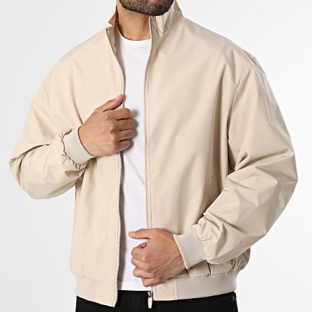 Jack And Jones - Veste Bomber Zippée Charge Stand Collar Beige