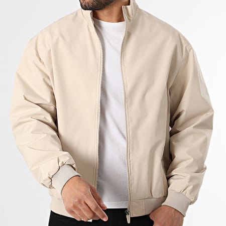 Jack And Jones - Veste Bomber Zippée Charge Stand Collar Beige