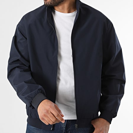Jack And Jones - Veste Bomber Zippée Charge Stand Collar Bleu Marine