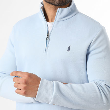 Polo Ralph Lauren - Sweat Col Zippé Original Player Ton Sur Ton Bleu Clair