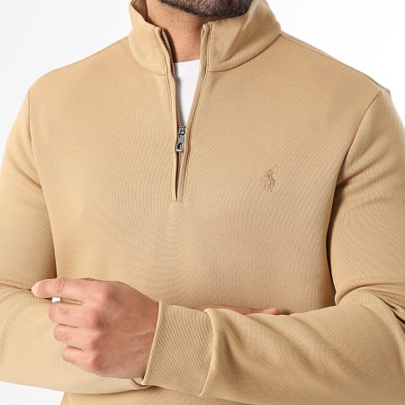 Polo Ralph Lauren - Sweat Col Zippé Original Player Ton Sur Ton Camel