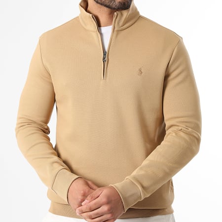 Polo Ralph Lauren - Sweat Col Zippé Original Player Ton Sur Ton Camel