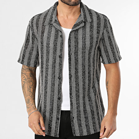 Teddy Smith - T-Shirt Korte Mouw Opengewerkt Gestreept Zeppelin 10718101D Zwart Wit