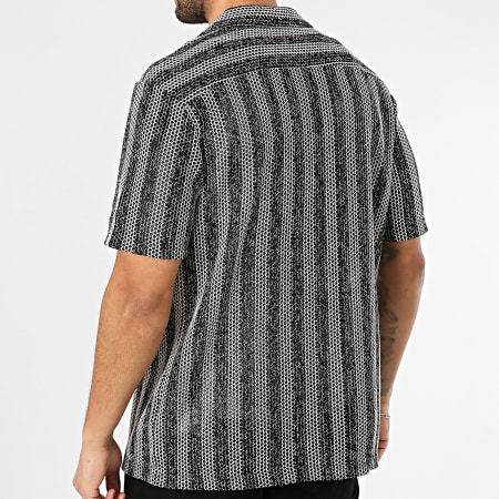 Teddy Smith - T-Shirt Korte Mouw Opengewerkt Gestreept Zeppelin 10718101D Zwart Wit