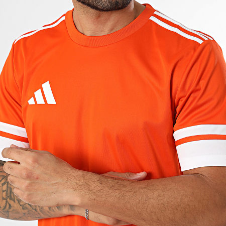 Adidas Sportswear - Ensemble Tee Shirt Et Short Jogging Squa 25 JC8674 JC8676 Orange Blanc