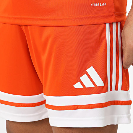 Adidas Sportswear - Ensemble Tee Shirt Et Short Jogging Squa 25 JC8674 JC8676 Orange Blanc