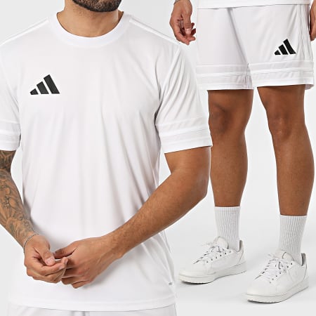 Adidas Sportswear - Ensemble Tee Shirt Et Short Jogging Squa 25 JG5834 JH3406 Blanc Noir