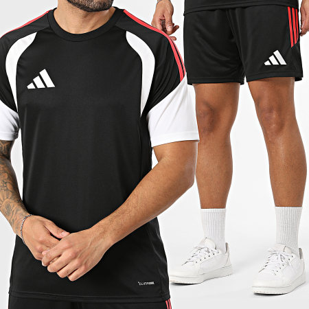 Adidas Sportswear - Ensemble Tee Shirt Et Short Jogging A Bandes Tiro 26 KB1357 KA8776 Noir Rouge Blanc