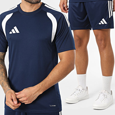 Adidas Sportswear - Ensemble Tee Shirt Et Short Jogging A Bandes Tiro 26 KB1360 KA8790 Bleu Marine Blanc