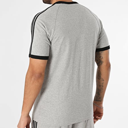 Adidas Originals - Ensemble Tee Shirt Et Short Jogging A Bandes 3 Stripes KE3532 KE2433 Gris Chiné