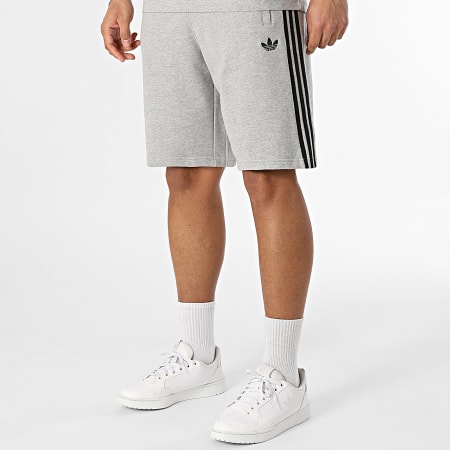 Adidas Originals - Ensemble Tee Shirt Et Short Jogging A Bandes 3 Stripes KE3532 KE2433 Gris Chiné