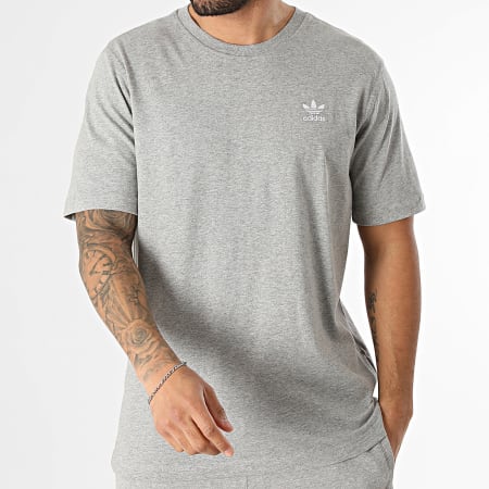 Adidas Originals - Ensemble Tee Shirt Et Short Jogging Trefoil Essential JY6267 JW8624 Gris Chiné