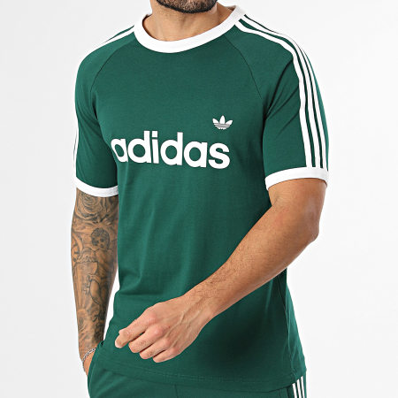 Adidas Originals - Ensemble Tee Shirt Et Short Jogging A Bandes 3 Stripes Ringer KF0415-KE3563 Vert Blanc