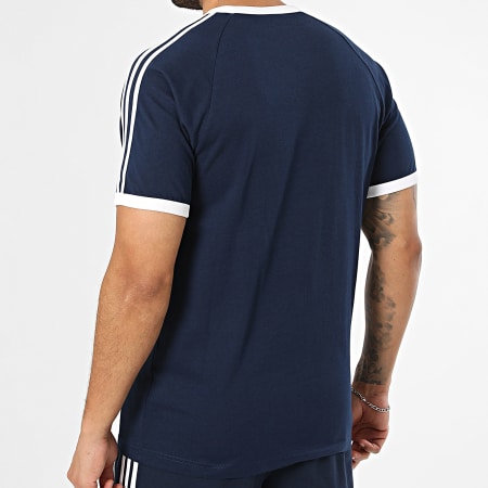 Adidas Originals - Ensemble Tee Shirt Et Short Jogging A Bandes 3 Stripes KE3536 KE3565 Bleu Marine Blanc